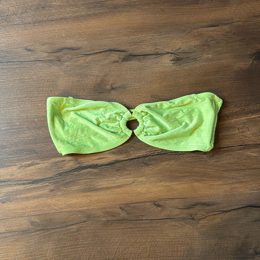 Sand N Sun Green Ring Bandeau Green Strapless Bikini Top Size Medium